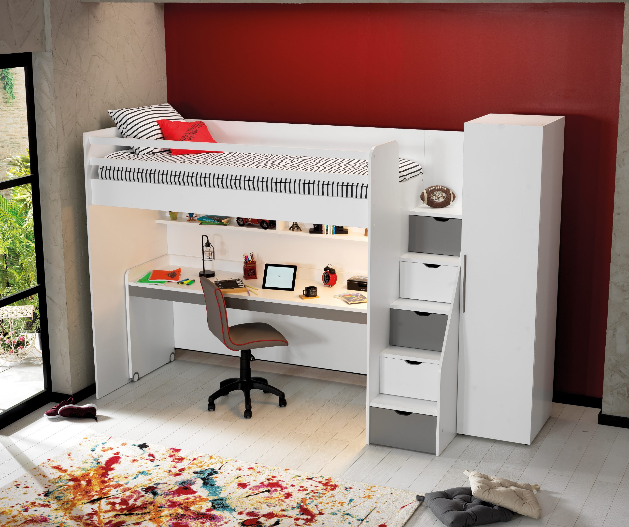 neo-gri-22 NEO STUDY DESK LARGE U GRAY - Image 1